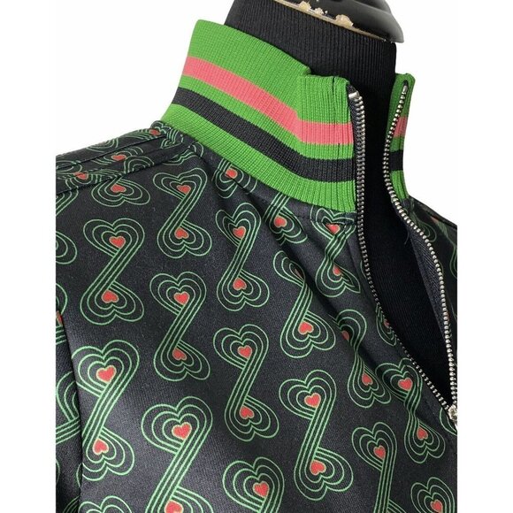 Juicy Couture Black Label Womens Track Jacket Black Green‎ Palm Mod Heart S New - Picture 4 of 12